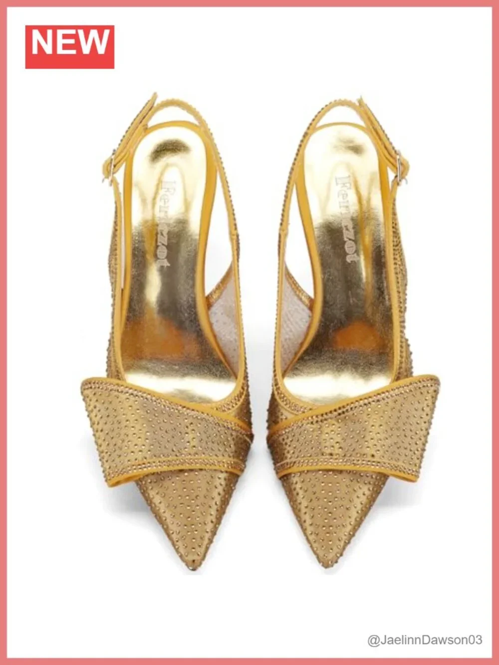 Women's Rhinestone Mesh Slingback Pumps Bow Pointed Toe Stiletto Heels